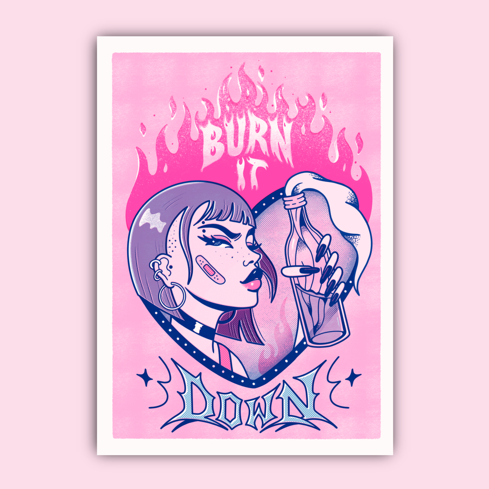 burn it down risograph print burn it down risograph print